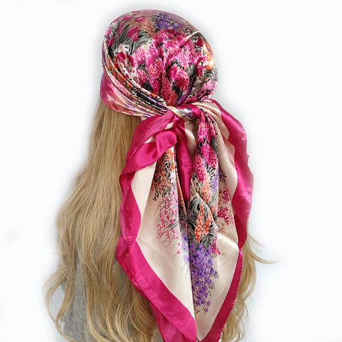 90*90cm Silk Scarf Headwraps For Women Fashion Accessory